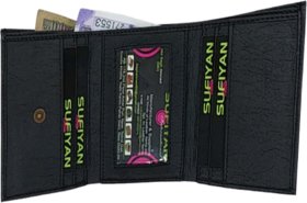 SAGIR ITALIAN LEATHER synthetic leather three-fold regular wallet (color-black)