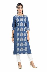 Aprika Women's Ethnic Denim Blue A-line Kurti (L186)