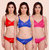 Women Cotton Bra Panty Set for Lingerie Set ( Color : Pink,Red,Blue ) ( Pack of 3 )
