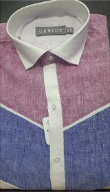 GENIUS Mens Party Wear Linen Shirt (M Size For 32 Waist ,Apple Cut)