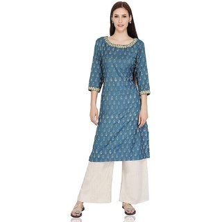                       Dull Blue Bhagalpuri Kurta.                                              