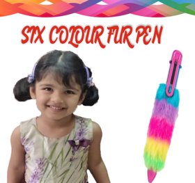 6 color fur pen, ballpoint pen for kids ( size - 14 cm)