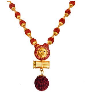 M Men Style Religious Lord Suryadev Sun Surya Pendant Chain  Gold   Copper and Wood Pendant For Men