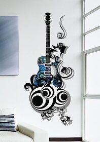 Eja Art Guitar Passion PVC Vinyl Wall Decal (70 cm x 50 cm x 70 cm, Multicolour)