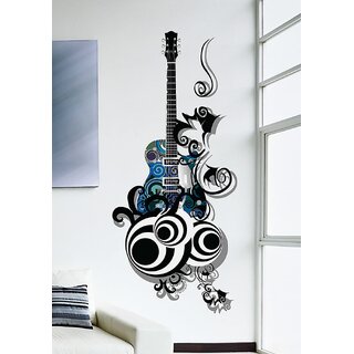 Eja Art Guitar Passion PVC Vinyl Wall Decal (70 cm x 50 cm x 70 cm, Multicolour)