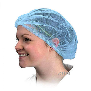 eDESIRE Pack of 50 Disposable Bouffant Surgical Head Cap Cooking Cap - Ideal for Restaurants, Lab, Hospitals (Blue)