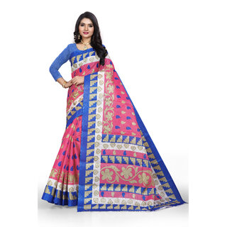                       SVB SAREE  Pink Blue Colour Mysore Silk saree With Blouse piece                                              
