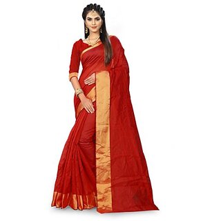                       Svb Red Colour Art Silk Printed  Saree                                              
