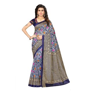                       Sharda Creation Grey Blue Colour Mysore Silk Saree                                              