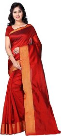 Sharda Creation Red Art Silk Plain With Blouse Saree