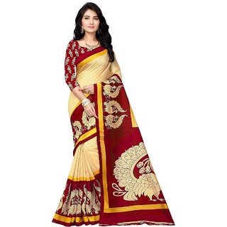 Sharda Creation Red Mysore Silk Printed With Blouse Saree Sharda Creation Red Mysore Silk Printed With Blouse Saree