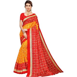                       Sharda Creation Red Mysore Silk Printed With Blouse Saree                                              