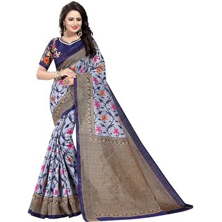                       Sharda Creation Navy Mysore Silk Printed With Blouse Saree                                              