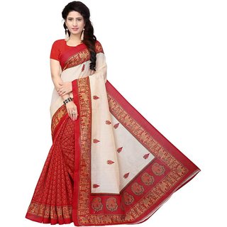                       Sharda Creation Red Mysore Silk Printed With Blouse Saree                                              