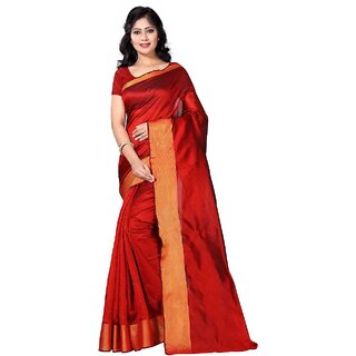 Sharda Creation Red Art Silk Plain With Blouse Saree Sharda Creation Red Art Silk Plain With Blouse Saree