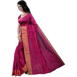 SVB Pink Art Silk Plain With Blouse Saree SVB Pink Art Silk Plain With Blouse Saree