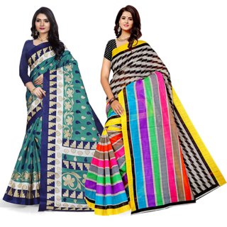                       Svb Multicolor Printed Mysore Silk With Blouse Saree                                              
