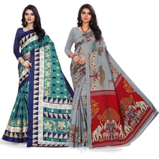                       Svb Multicolor Printed Mysore Silk With Blouse Saree                                              
