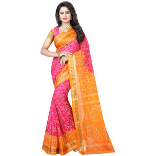                       Svb Multicolour Art Silk Printed Bandhani  Saree                                              