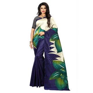 Svb Blue Printed Mysore Silk With Blouse Saree