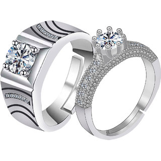 His & Hers Silver CZ Wedding Ring Set | besttohave.com