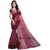 Sharda Creation Maroon Striped Print Polycotton  Without Blouse Saree