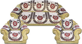 Manvi Creation Cotton Floral 5 Seater sofa cover with Arm Multi Color Set of 16pcs