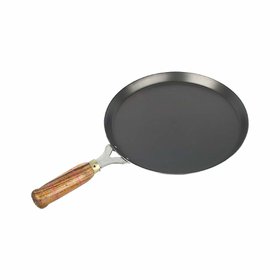 The Indus Valley Iron Tawa with Wooden Handle (Induction Friendly), 10 Inch