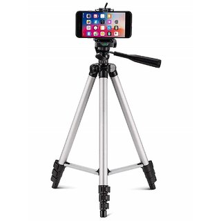 3110 Alluminium / Portable / Adjustable Tripod With Universal Mobile Clip Compatible with All Mobile Phones  Dslr