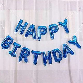 Solid Happy Birthday Letter ( Blue ) Letter Balloon  (Multicolor, Pack of 13)