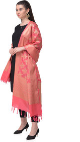 Silkfab Pink Banarasi Silk Banarasi Dupatta