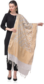 Silkfab Off White Banarasi Silk Banarasi Dupatta