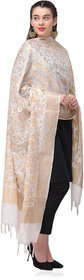 Silkfab Off White Banarasi Silk Banarasi Dupatta