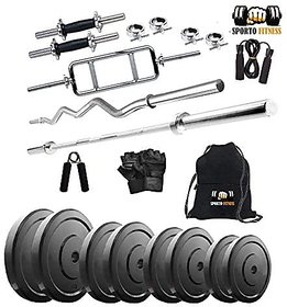 Sporto Fitness Rubber 30 Kg Home Gym And Fitness Kit With Egg Rod