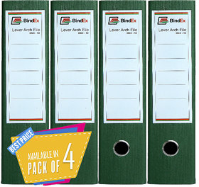 BindEx Premium Quality Office Lever Arch Box File Laminated (Green) Pack of 4