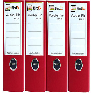 BindEx Premium Quality Office Voucher File (Red) Pack of 4