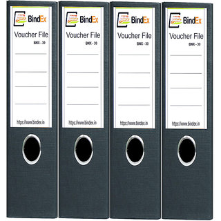 BindEx Premium Quality Office Voucher File Laminated (Black) Pack of 4