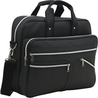                       AQUADOR laptop cum messenger bag with black faux vegan leather(Code AB-S-1460-Black)                                              