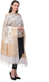 Silkfab Off White Banarasi Silk Banarasi Dupatta