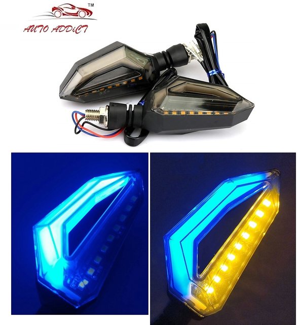 Buy Auto Addict Bike Indicator Lights D shaped 4Pcs 9 LED DRL (Blue) Turn  Signal Lights Yellow For Hero Maestro Edge 125 Online @ ₹369 from ShopClues