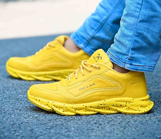 Buy BB LAA Yellow Latest Casual Sneakers Lace up Shoes for Running