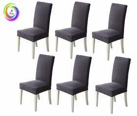 House of Quirk Elastic Chair Cover Stretch Dining Chair Cover Protector Seat Slipcover - Thicken Dark Grey (Pack of 6)
