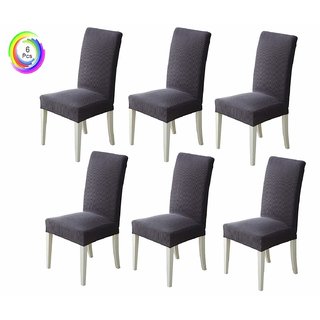 House of Quirk Elastic Chair Cover Stretch Dining Chair Cover Protector Seat Slipcover - Thicken Dark Grey (Pack of 6)