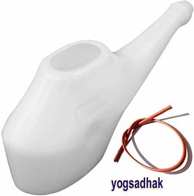Yogsadhak Plastic Jal Neti Pot  Rubber neti High Quality (both 1pcs)