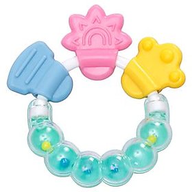 Small Wonder Rainbow Rattle Silicone Teether Green