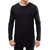 PAUSE Black Solid Cotton Round Neck Slim Fit Long Sleeve Men's T-Shirt