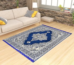 Peponi Chenille Velvet Maroon Carpet For Living Room Set Of 1 (7X5Feet )