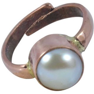 Raviour Lifestyle Pearl (Moti) 8.00 Ratti White Pearl 100% Original Gemstone Ashtadhatu Rashi Ratna Ring