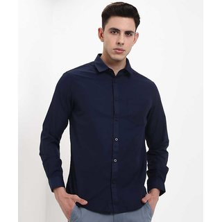                       MEN'S ZONE SOLID black Casual Spread Collar Shirt                                              