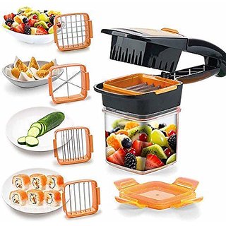 Vegetable Dicer Chopper 5 in 1 Multi-Function Slicer Vegetable  Fruits Cutter, Grater  Peeler with Container